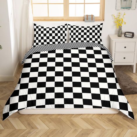 Buffalo Moderne à Carreaux Noir/Blanc avec Housse de Couette Double pour Enfants Femmes Hommes