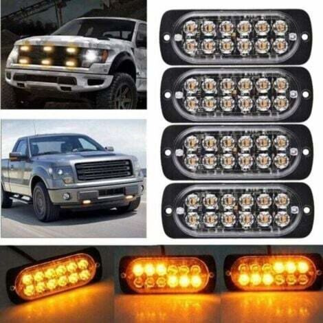 Feu stop stroboscopique de voiture à 12 LED - Barre lumineuse de véhicule 12V-24V - Gyrophare clignotant de sécurité pour voitures, véhicules utilitaires, bateaux, remorques, caravanes (1/4)