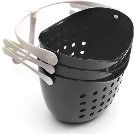Panier De Douche - 3 Niveaux En Pp Noir - Rangement Vertical Salle De Bain - Installation Sans Outil - Lot De 1 (1/5)