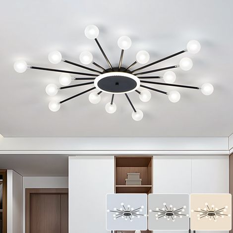 Plafonnier LED, Moderne Sputnik Light, Lustre LED à économie d'énergie avec 18 ampoules G4 et abat-jour en verre, 3 températures de couleur, φ 95 cm (1/5)