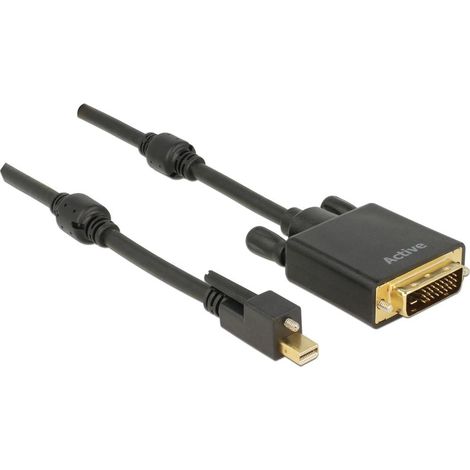 Cable delock mini displayport con tornillo a dvi macho 4k activo 1 m - negro