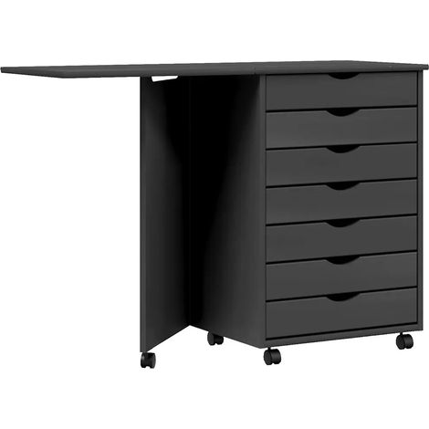 Armadio su ruote con scrivania pieghevole 105,5 x 39 x 74,5 cm design moderno pratico per la camera da letto realizzato in legno di pino grigio 020047170