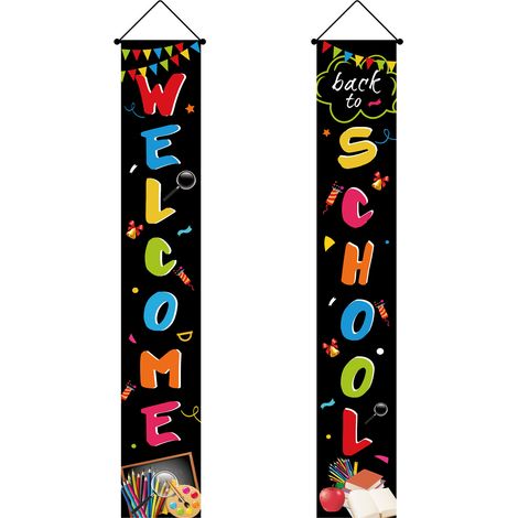 [Panneau de Bienvenue pour Porte de Classe] Modèle Oxford 30x180cm Multicolore (2 Pièces) - Décor d'Entrée École Intérieur/Extérieur Résistant (1/5)