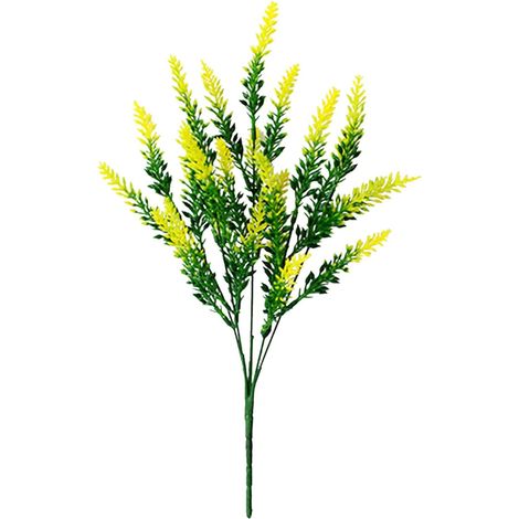 5 Lots de Lavande Artificiel Jaune En plastique Fleurs artificiel Jaune Fleurs Fausses Décoration pour Fête, Mariage, Maison, Restaurant (1/5)