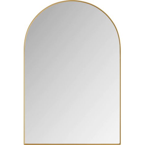 Armadio a specchio ad arco dorato in metallo con ripiani regolabili, 91 x 61 x 12 cm (1/5)