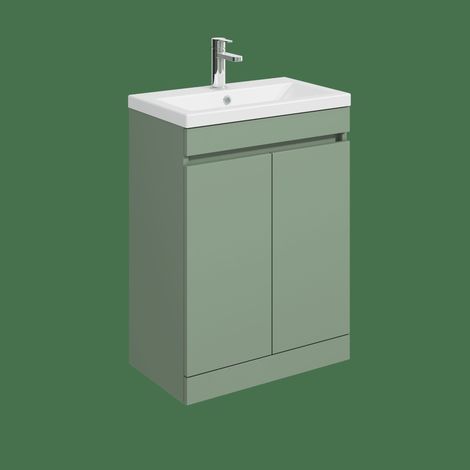 Balterley Tean 600mm Floor Standing 2 Door Compact Unit with Ceramic Basin - Green