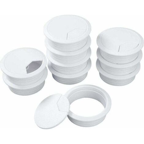 Fil de Câble de Bureau Blanc Passe-Câbles Cordon à Œillets en Plastique pour Ordinateur de Bureau Pc 60mm 10 Pièces,-Versailles
