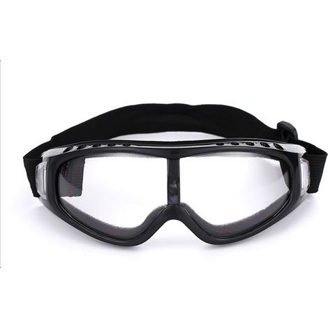 Schwarze Skibrille, klare Skibrille, MC MX Mopedbrille, schwarz (1/2)