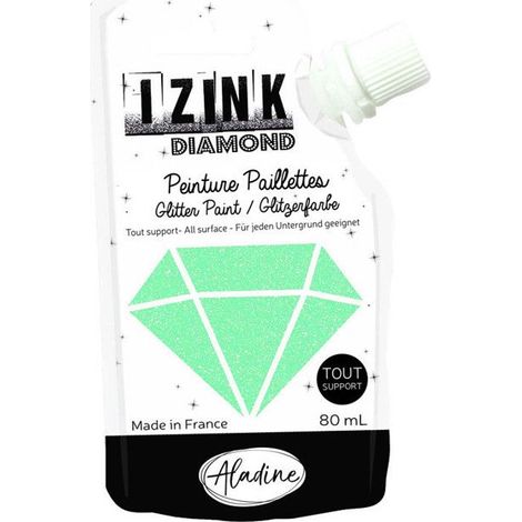 Peinture tous supports - Pailletée - Vert pastel - 80ml - IZINK - Diamond (1/2)