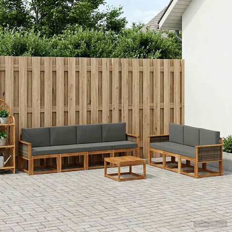 vidaXL Outdoor-Sofagarnitur mit Kissen 7 pcs Natur und Anthrazit (1/5)