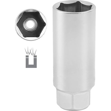Llave de vaso 1/2" para bujia 6 caras, 21 mm con goma e iman (1/2)