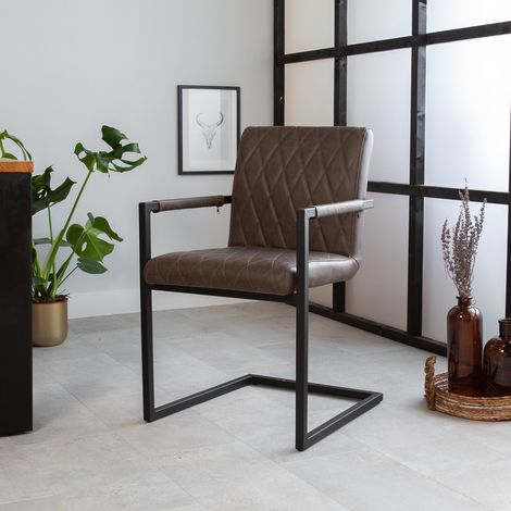 Chaise de salle à manger industrielle Taupe Ruben - Avec (1/5)