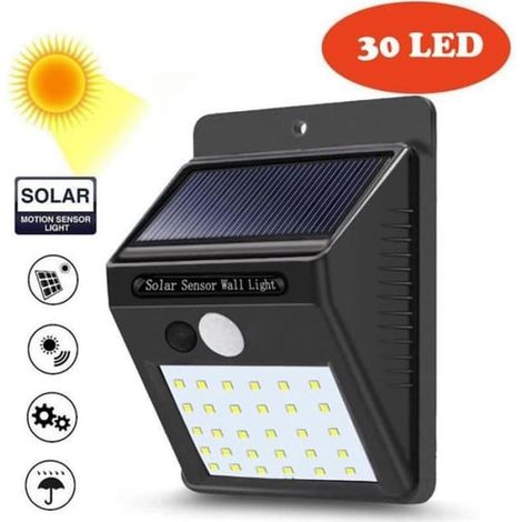 Applique murale - Énergie solaire - 30 LED - Détecteur de mouvement - Étanchéité IP65 - Jardin extérieur (1/4)