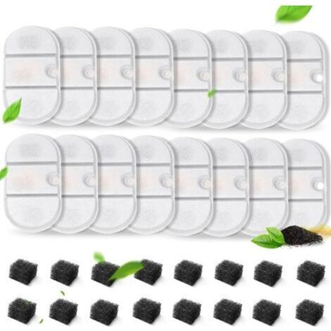 [JAMAIS UTILISÉ] Lot de 16 filtres pour Fontaine d'eau de Chat avec 8 éponges, Filtre de Rechange pour Fontaine d'eau 71oz/2.1L Capsule d'eau pour Chien (1/4)