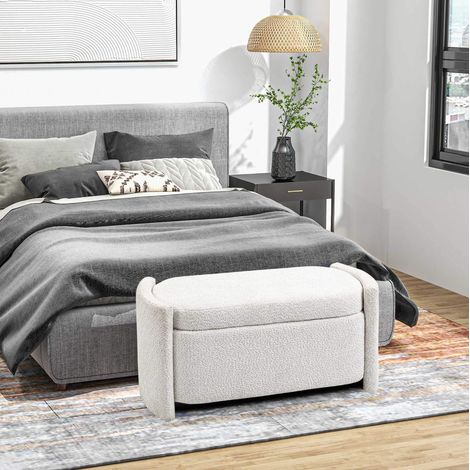Banc coffre 105 x 44 x 45,5 cm crème – assise capitonnée, avec rangement (1/5)