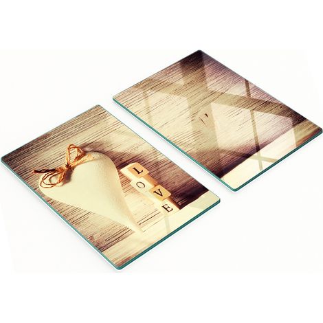 Tablas de cocina de vidrio templado con gr谩ficos Love, 2 piezas, 2x40x52 cm