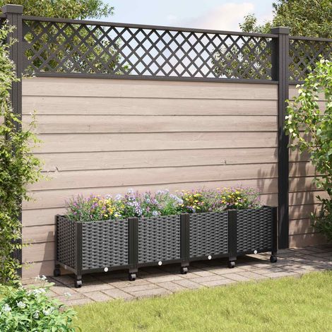 vidaXL Jardinière avec Roues Noir 160 x 40 x 44 cm PP (1/5)