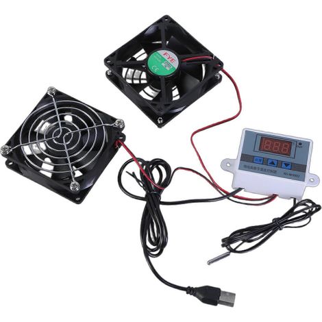 Ventilateur USB silencieux 2,5W - Thermostat réglable - Grille métal - Home cinéma/chenil - Double ventilateur (1/5)