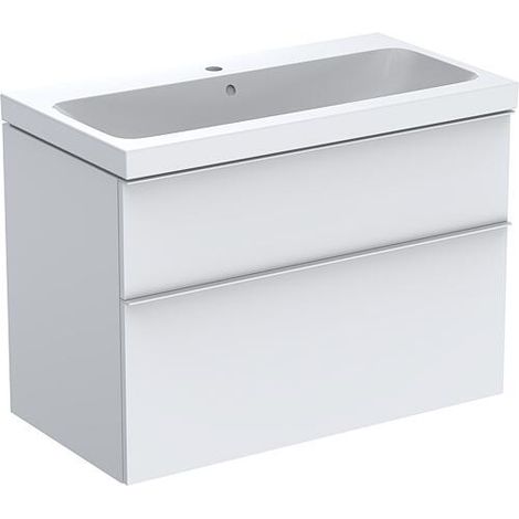 Meuble sous-vasque + vasque en céramique Geberit iCon 900x705x485 mm blanc mat (1/2)