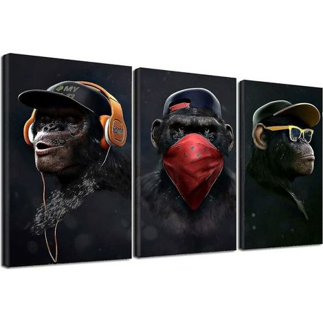 Impression on fabric singes sages  Decoration wall-mounted modern 30 x 50 cm  Impressions anti-fading  Set of 3 pieces (1/5)