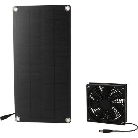 Kit de ventilateur solaire portable mini 20W pour serre, poulailler, abri pour animaux, extraction d'air par fenêtre (1/5)