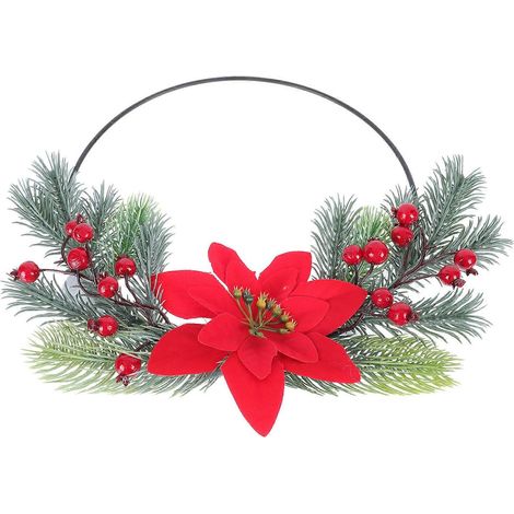Couronne de Noël suspendue, plante artificielle, lot de 2, rouge festive. (1/5)
