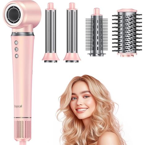 Bopcal Air Styler 5 in 1 mit Tasche – 160.000 U/min, professioneller Haartrockner, Blasbürste mit 500 m Ionen, 32 mm automatische Lockenstäbe, voluminös und glättend, für Reisen, Luxusgeschenke