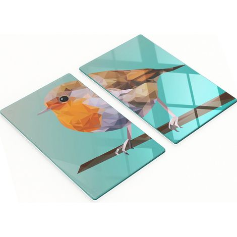 Tablas de cortar decorativas de cristal para cocina con estampado de petirrojo, 2 x 30 x 52 cm.