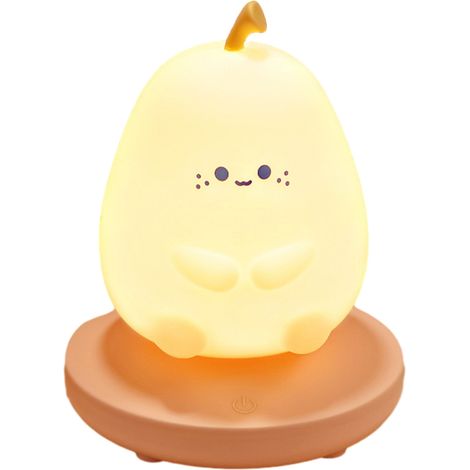 1 veilleuse pour enfants, forme poire en silicone, rechargeable USB, 3 niveaux de luminosité, 7 couleurs, détecteur de mouvement (1/5)
