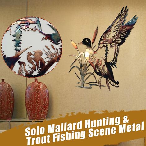 Duck Wall Art - Iron 3D Metal Wall Decoration - For Indoor Outdoor Bedroom Living Room Wall - 25x25 cm - 1 Piece (1/5)