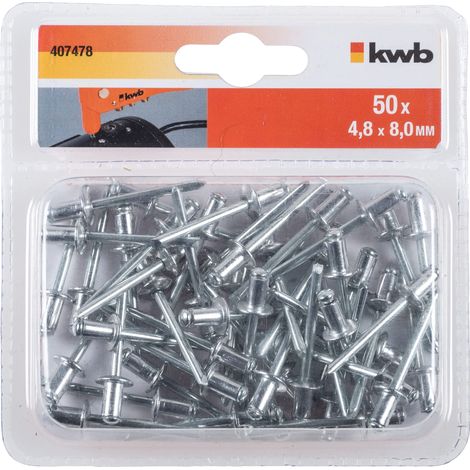 kwb Rivetti ciechi / Rivetti pop Ø 4,8 mm, lunghezza 8 mm, in alluminio, con penna zincata, per pinze da rivetto cieco cieco commercialmente (1/3)
