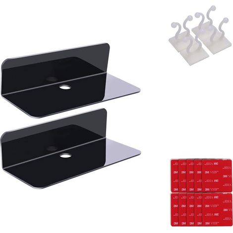 Lot de 2 étagères murales en acrylique noir, rangement mural moderne, organisation cuisine ou salle de bain (1/5)