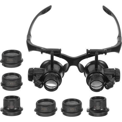 Lunettes Lentille Clair Technologie et Luminosité Réglable Loupes Frontales pour Réparation de avec Lentilles Détachables 10x 15x 20x 25x Bijoutier Montres (1/5)