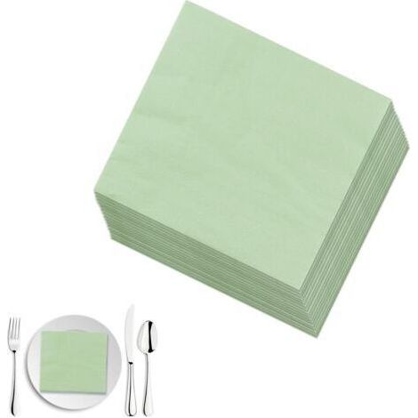 BUNTHAUS Serviette Papier Vert Sauge 100 Pièces Serviettes Anniversaire 33 x 33 cm Serviette de Table Jetable Sage Green Napkins Disposable pour Fêtes Mariage