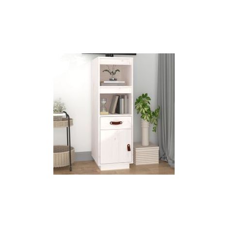 Buffet haut Blanc 34x40x108,5 Bois massif de pin (1/5)
