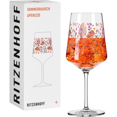 Verre à apéritif 500 ml - Série Ivresse d'été n° 16 - Verre à apéritif motif feuillage orange - Made in Germany (1/5)