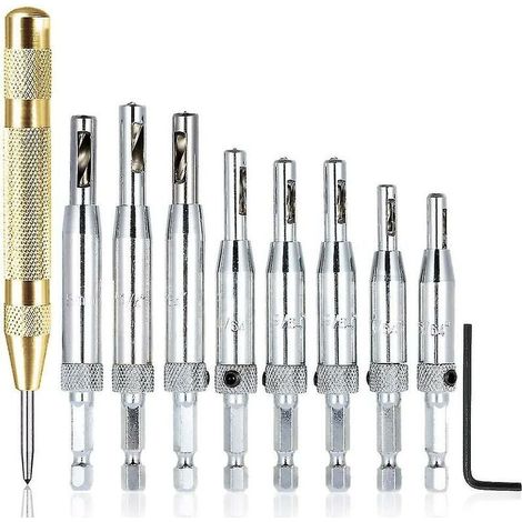 8-Piece Electric Centering Drill Bit Set, Hinge Drill Bit, Woodworking Tool for 1/4" Furniture Door (1/5)
