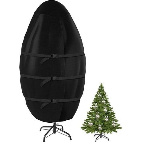Sac de rangement vertical pour sapin de Noël - Sac de rangement pour sapin de Noël avec sangles et housse de protection (sans support) (Couleur : Noir, Taille : 76 x 152 cm) (1/5)