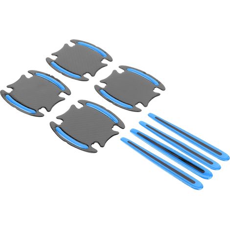 Lot de 4 autocollants réfléchissants pour poignées de porte extérieures et bandes adhésives de signalisation, pour une sécurité routière accrue, bleus. (1/5)
