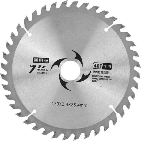 Lame de scie circulaire, 7 pouces 180 x 2,4 x 25,4 mm lame de scie circulaire en carbure disque de coupe rond pour couper les outils de travail du bois en bois(40T) (1/5)