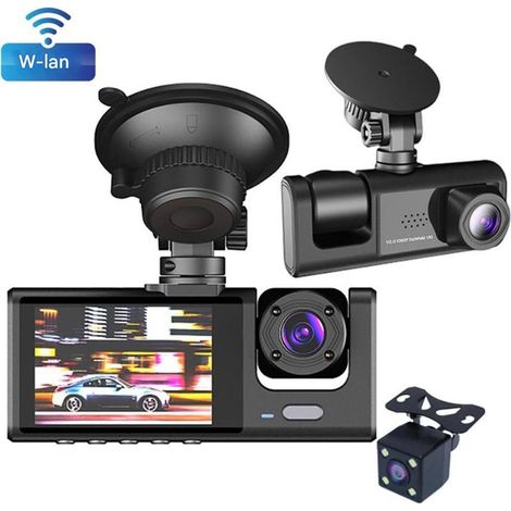 Dashcam – 1080p-Autovideorekorder – 3 Kanäle – Nachtsicht – WLAN – Rückfahrkamera – 170°-Weitwinkel – Parküberwachung – 1 Stück (1/5)