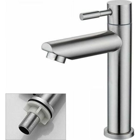 Robinet de salle de bains 1 pièce, robinet d'évier d'eau froide uniquement, robinet de lavage à la main en cuivre chromé durable-robinet lavabo vasque (1/3)