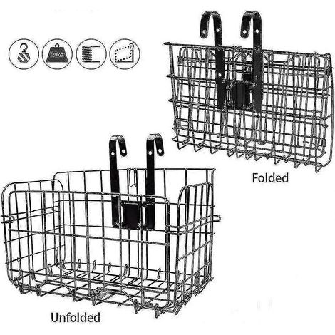 Panier de vélo de montagne pliable en maille métallique, panier avant pliable arrière (1/5)