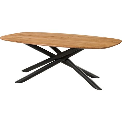 Tavolo da pranzo in legno di Acacia 200x100x76 Laccato naturale gambe mikado rotonde