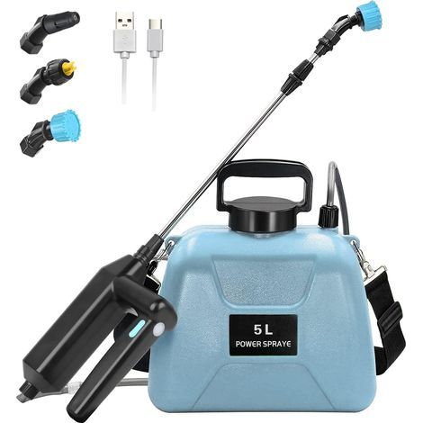 Pulverisateur Electrique 7.4V/2400mAh, Pulverisateur de Jardin 5L, Pulverisateur avec Rétractable, Pulverisateur a Pression avec 3 Buses Réglables et Réservoir d'eau de 5 litres (1/5)