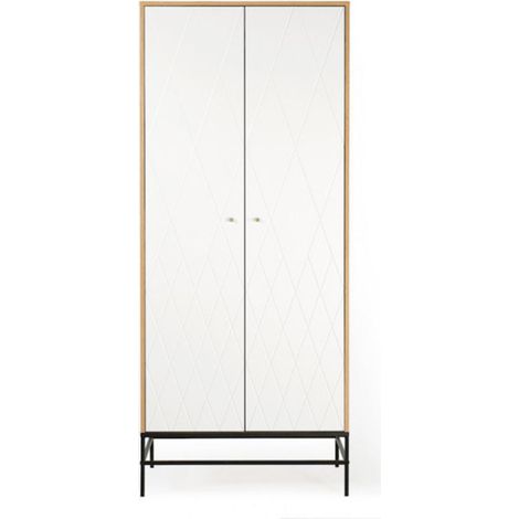 Armoire 2 Portes Design "Mian" 190cm Blanc (1/5)