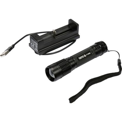 LAMPE TORCHE MÉTAL YATO AVEC DIODE RECHARGEABLE CREE