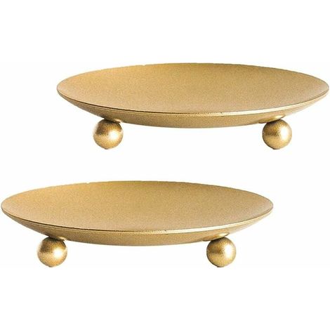 Support Pour Bougie - En Fer - Doré - 11,1 cm x 2 cm - Pour Bougies Pilier Et Théières - Usage Intérieur Et Événements - Lot De 2 (1/5)