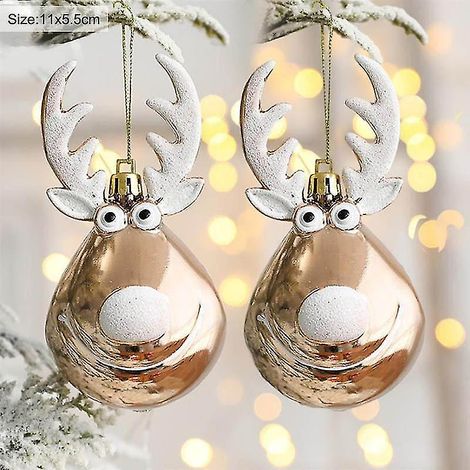 2 boules de Noël en forme de cerf, décorations à suspendre au sapin de Noël. (1/5)