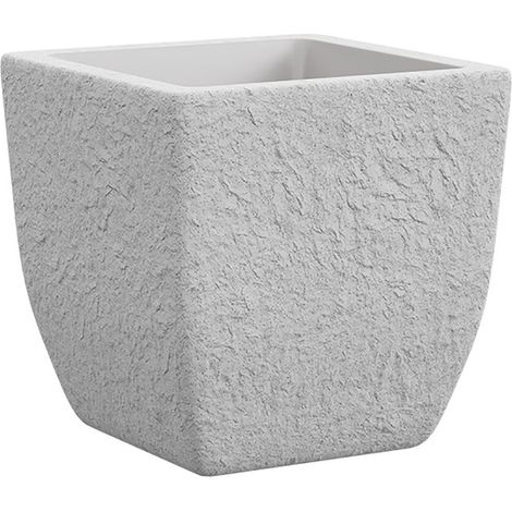 Vaso 41,3x41,3x40,4 cm in Polietilene Lithos 40 Bianco Pietra (1/4)